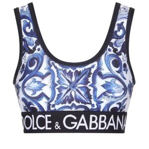 Dolce & Gabbana Majolica-Printed Logo Waistband Jersey Leggings & sports bra